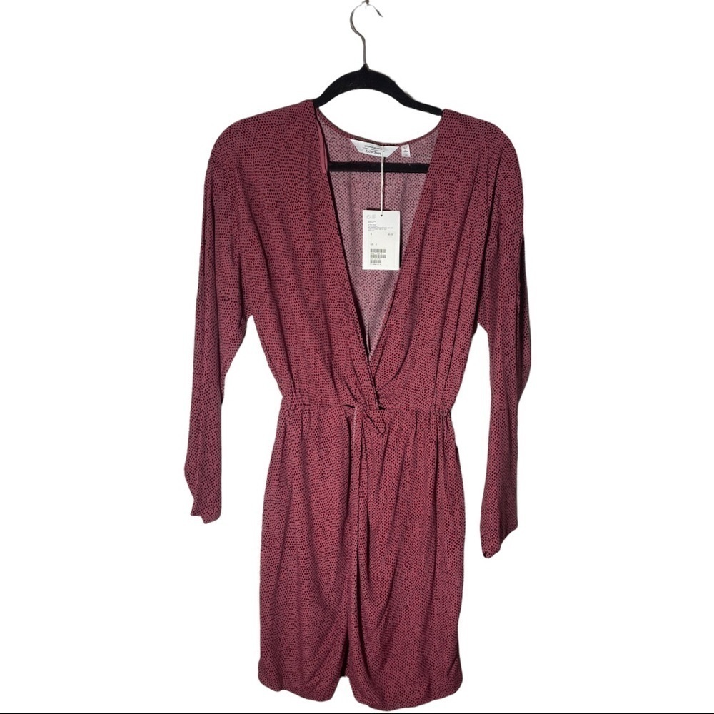 NWT & other stories Faux-Wrap Mauve Dot Print Dress